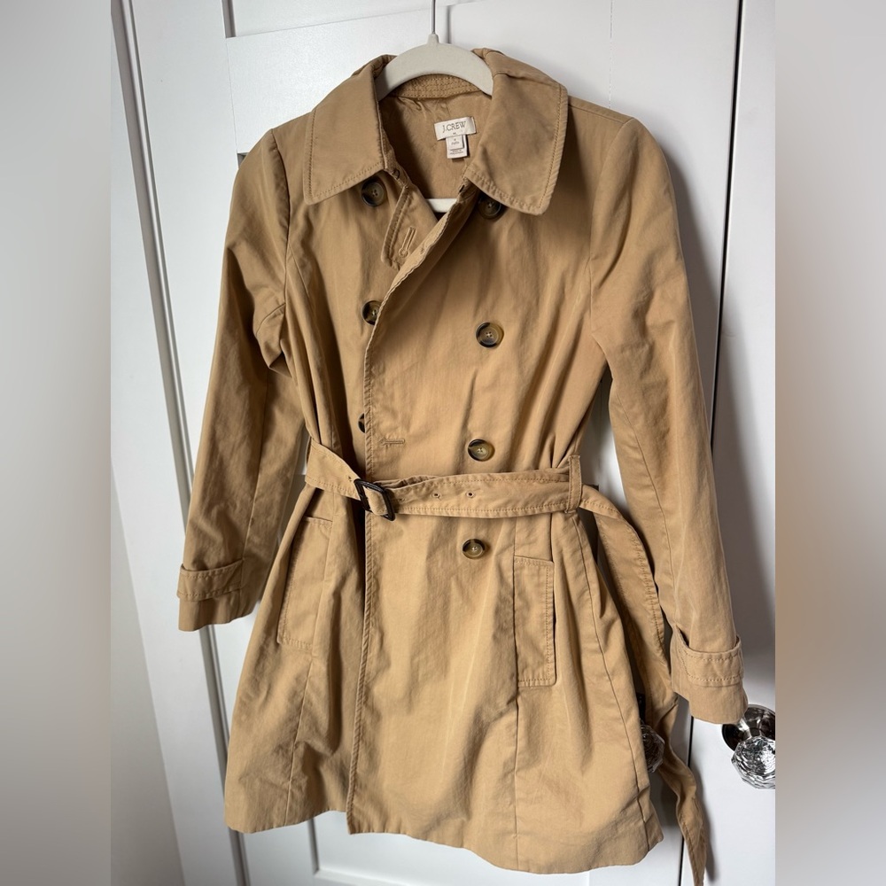 J. Crew Tan Trench Coat size 4 Petite - Picture 3 of 13